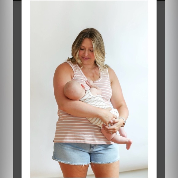 NWT Movemama Maternity Nursing Stripe Invisible Zip Breastfeeding Tank Top XL‎ - Picture 2 of 12